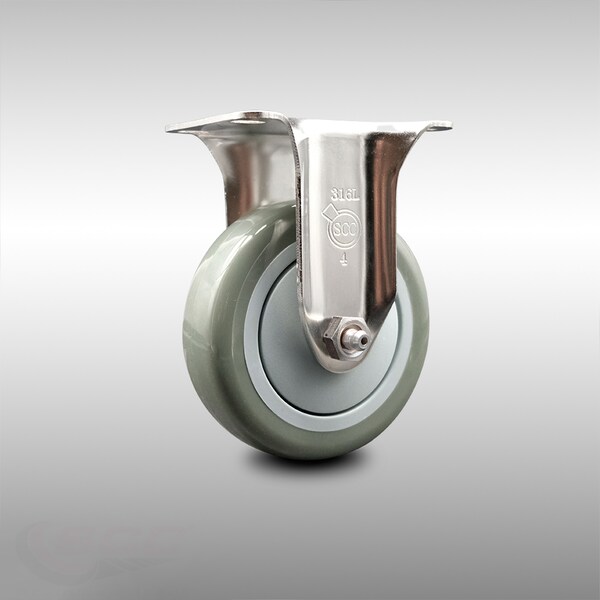Service Caster 4 Inch 316SS Gray Polyurethane Wheel Rigid Top Plate Caster SCC-SS31620R414-PPUB - main